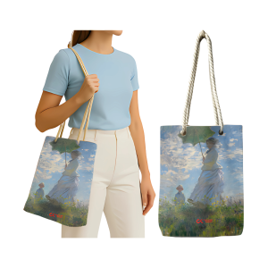 ŞEMSİYELİ KADIN (BEZ ÇANTA - 35*40)