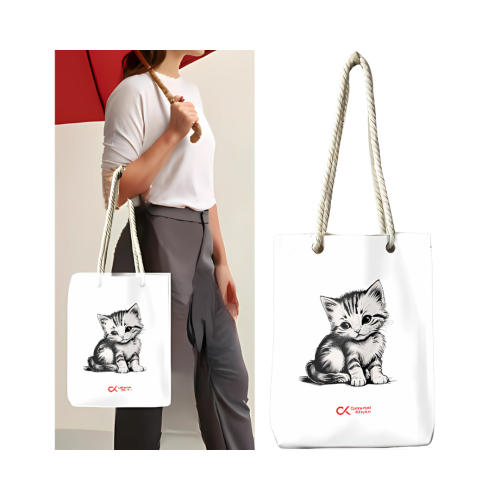 YAVRU KEDİ (BEZ ÇANTA - 35*40) Fermuarlı