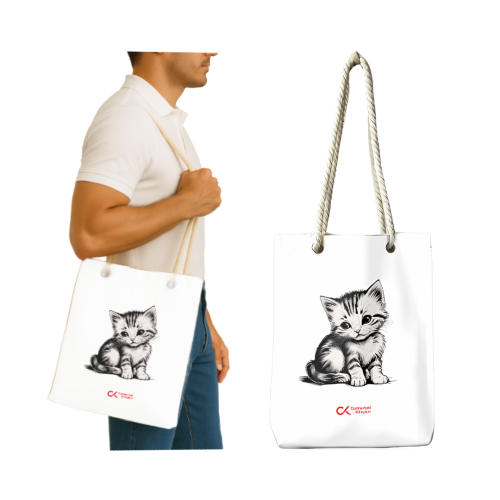 YAVRU KEDİ (BEZ ÇANTA - 35*40) Fermuarlı