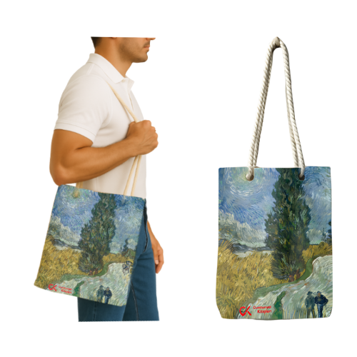 Yıldızlı gökyüzünün altında selvi yolu - Vincent Willem Van Gogh